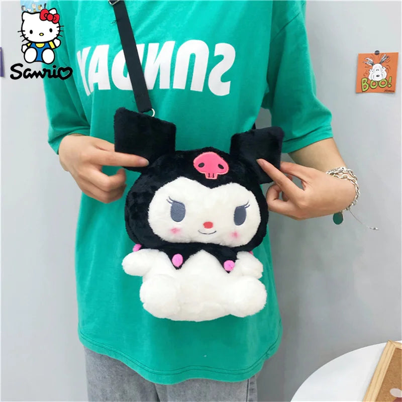 Sanrio Plush Bag Cartoon Anime Kuromi Backpack Plushies Kawaii Stuffed Plush Shoulder Bag Messenger Bag For Girls Children Gifts