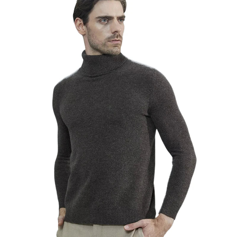 Men Knitted Sweaters Cashmere Sweater 100% Merino Wool Turtleneck Long-Sleeve Thick Pullover Winter Autumn Male Jumpers Clothing