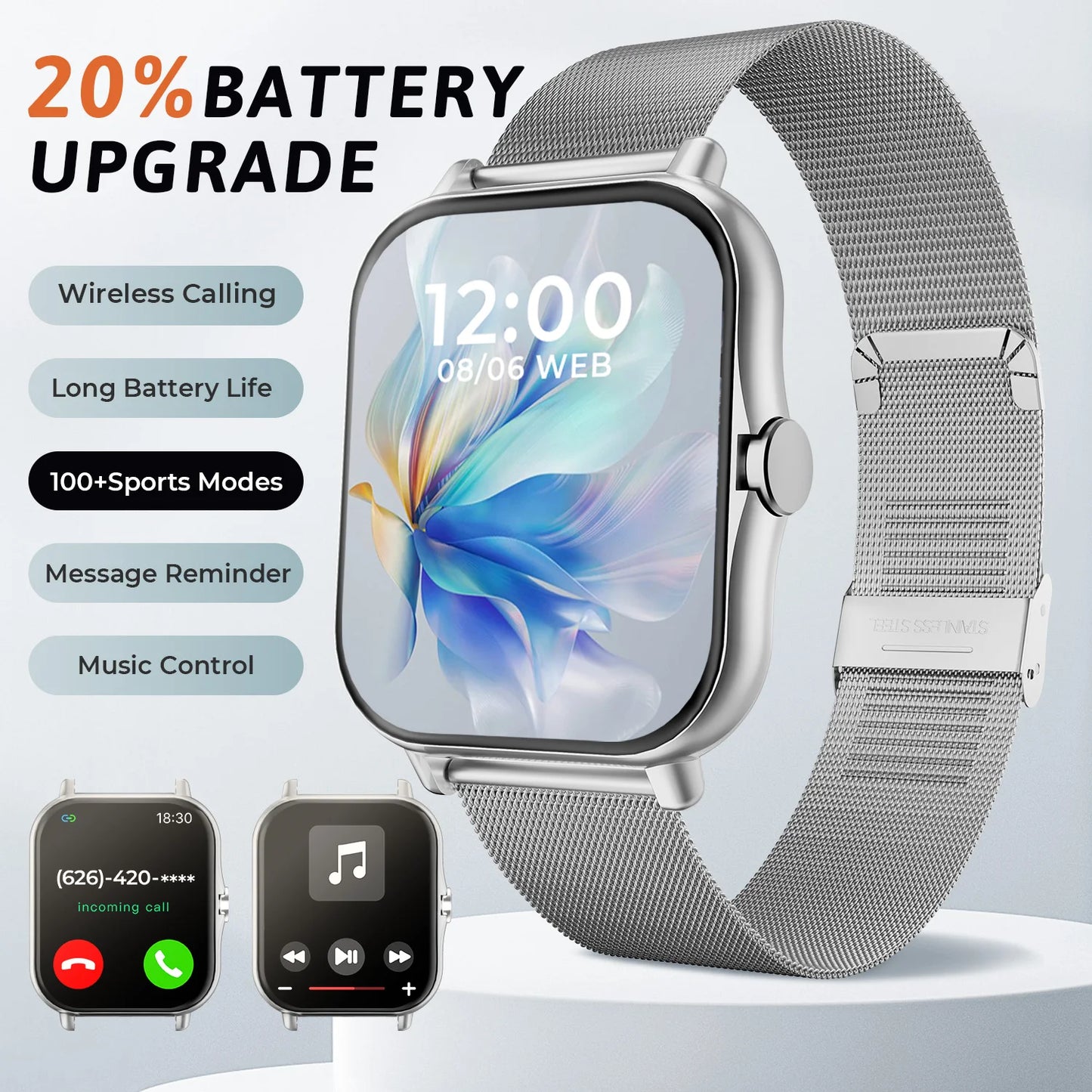 2026 New Smart Watch 1.83 HD Screen Multi-color Watch Strap Bluetooth Call Outdoor Sport Watch For Android/IOS Men Women