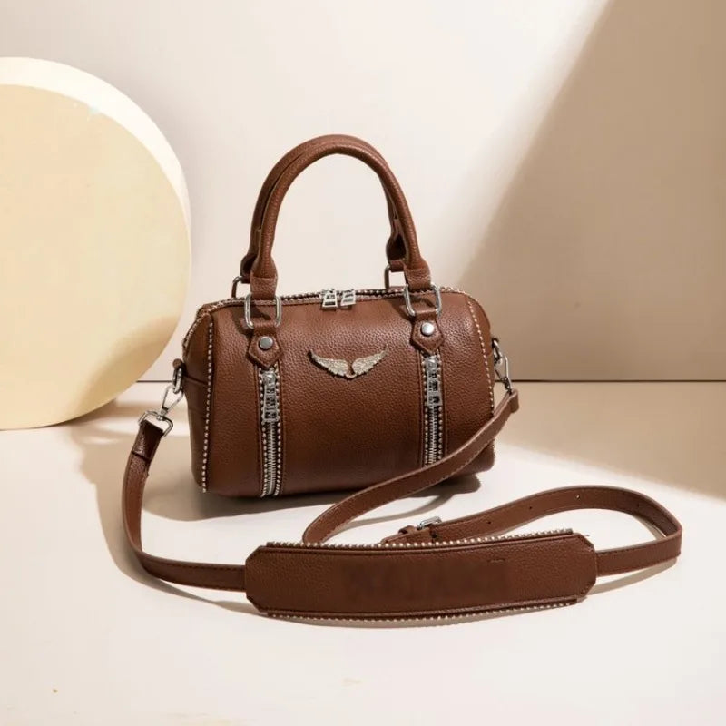 Famous design zipper women's crossbody bag, fashionable women's chain shoulder bag, modern trendy style handbag