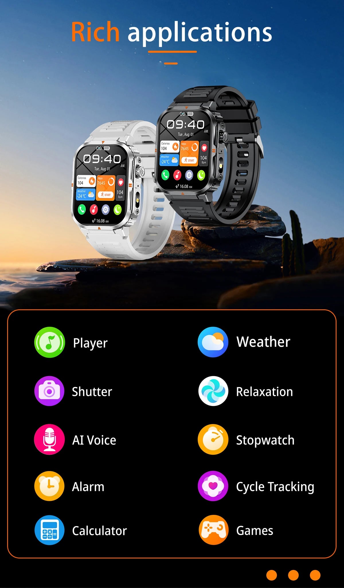 LIGE New Smart Watch For Men Women 2.01" HD Display Health Monitor Sport Fitness Watches AI Voice Bluetooth Call Smartwatch Men