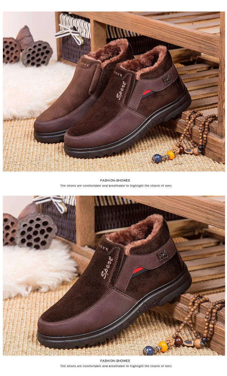 Warm Winter Boots Men Shoes  New Keep  Slip on Comfortable Plush Fur Ankle Botas Men Boots Outdoor Sneakers Zapatos De Hombre