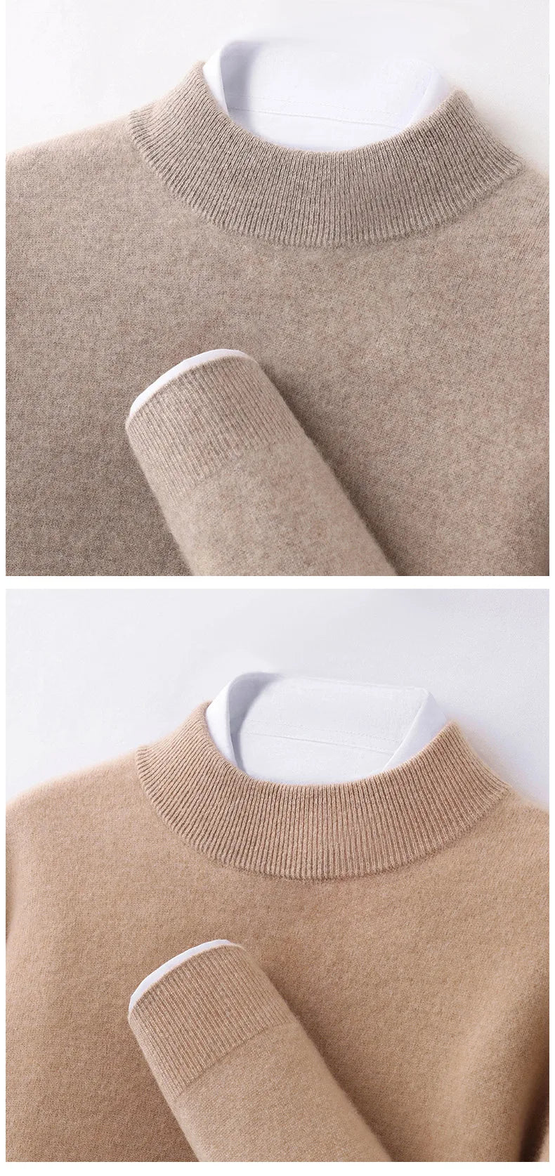 100% Pure Cashmere Men's Sweater Half High Neck Pullover Youth Business Casual Long Sleeve Jumper Spring/Autumn High-End Jacket