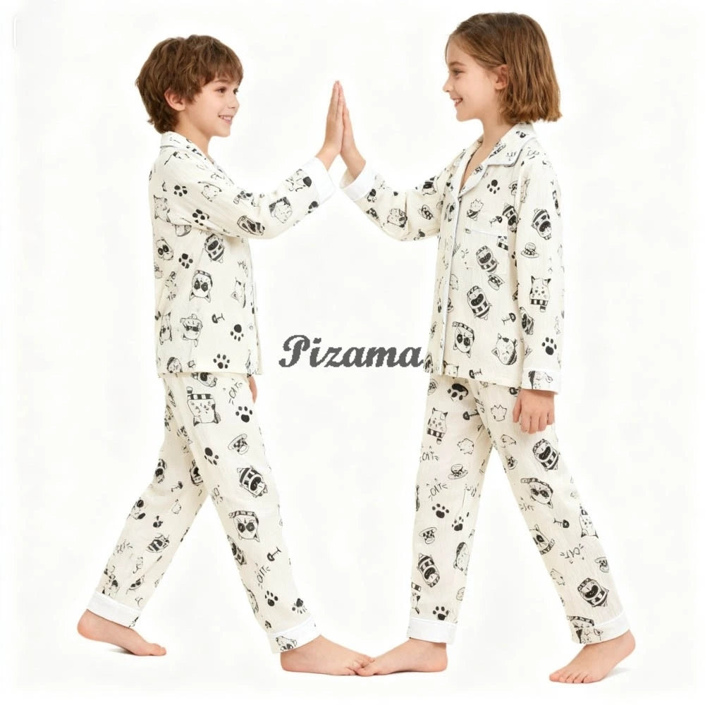 Spring Autumn Winter Teen Girls Pajamas Sets Children 2 Piece Full Sleeve Loungewear Kids Pyjamas Button Down Pijama Teen Niña