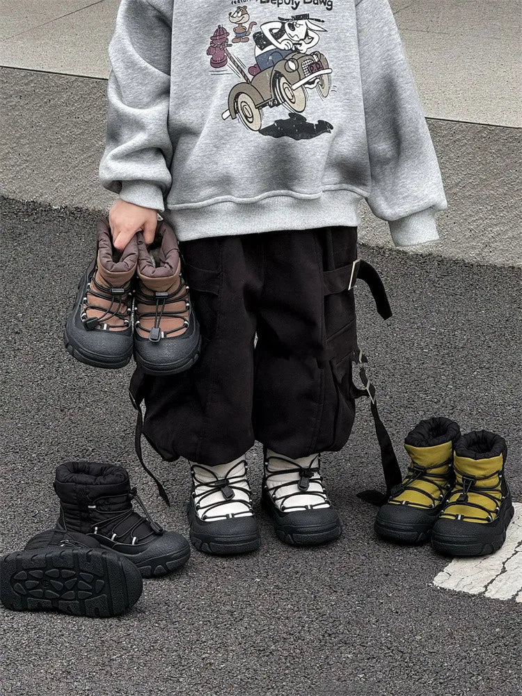 2025 New Winter Children Snow Boots For Boys Waterproof Warm Fur Rubber Sole Non-slip Fashion Girls Boots EU 26-37
