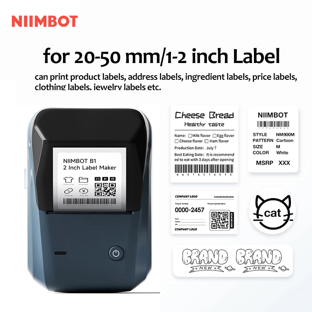 Niimbot B1 Thermal Printer Wireless Label Maker Tag Price Machine DIY Instant Note Picture Photo Printer for Home Office