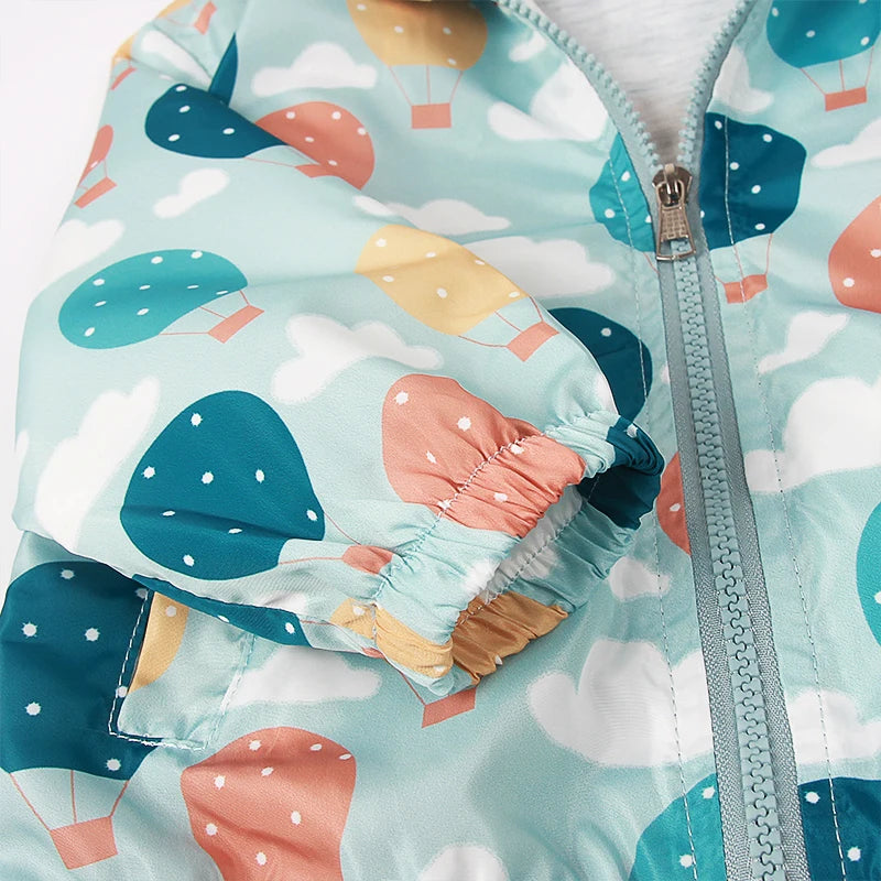 1-7Years Toddler Clothes Brand New Design Children Boys Girls Spring Coats Hot-air Balloon Cartoon Printed Hooded Zipper Jackets