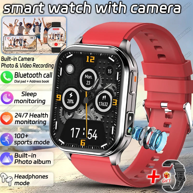 2026 New Smart Watch With Camera Men Women Photos Record Video Health Sports Fitness IP68 Waterproof Call Recording Smartwatches