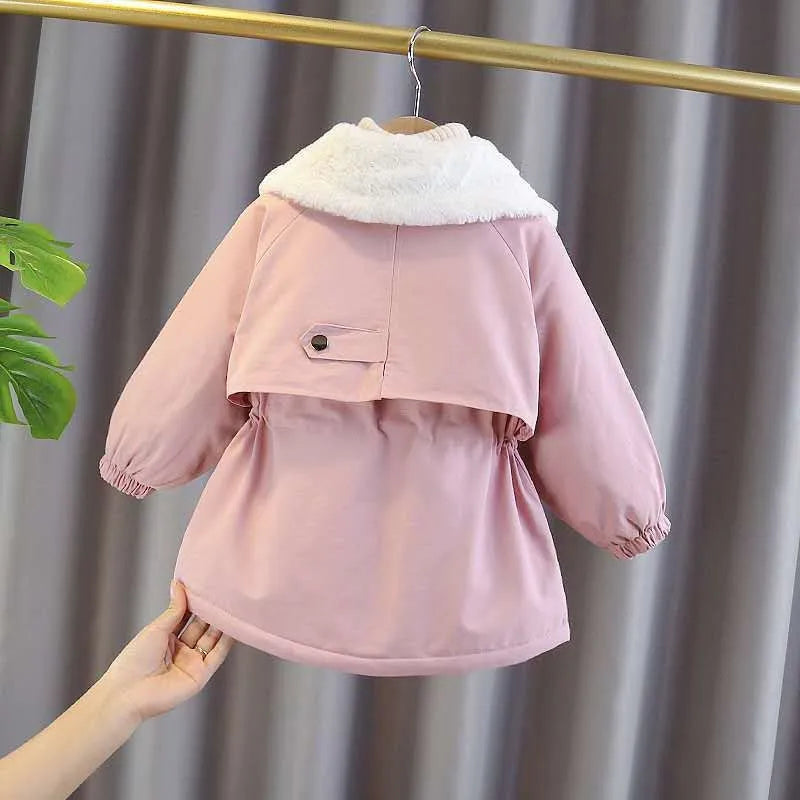 Cazadora de solapa cálida de felpa de terciopelo para niños, chaquetas para niñas, abrigo de invierno, ropa de abrigo bonita a la moda para niños pequeños, ropa para bebés 2024 nuevo