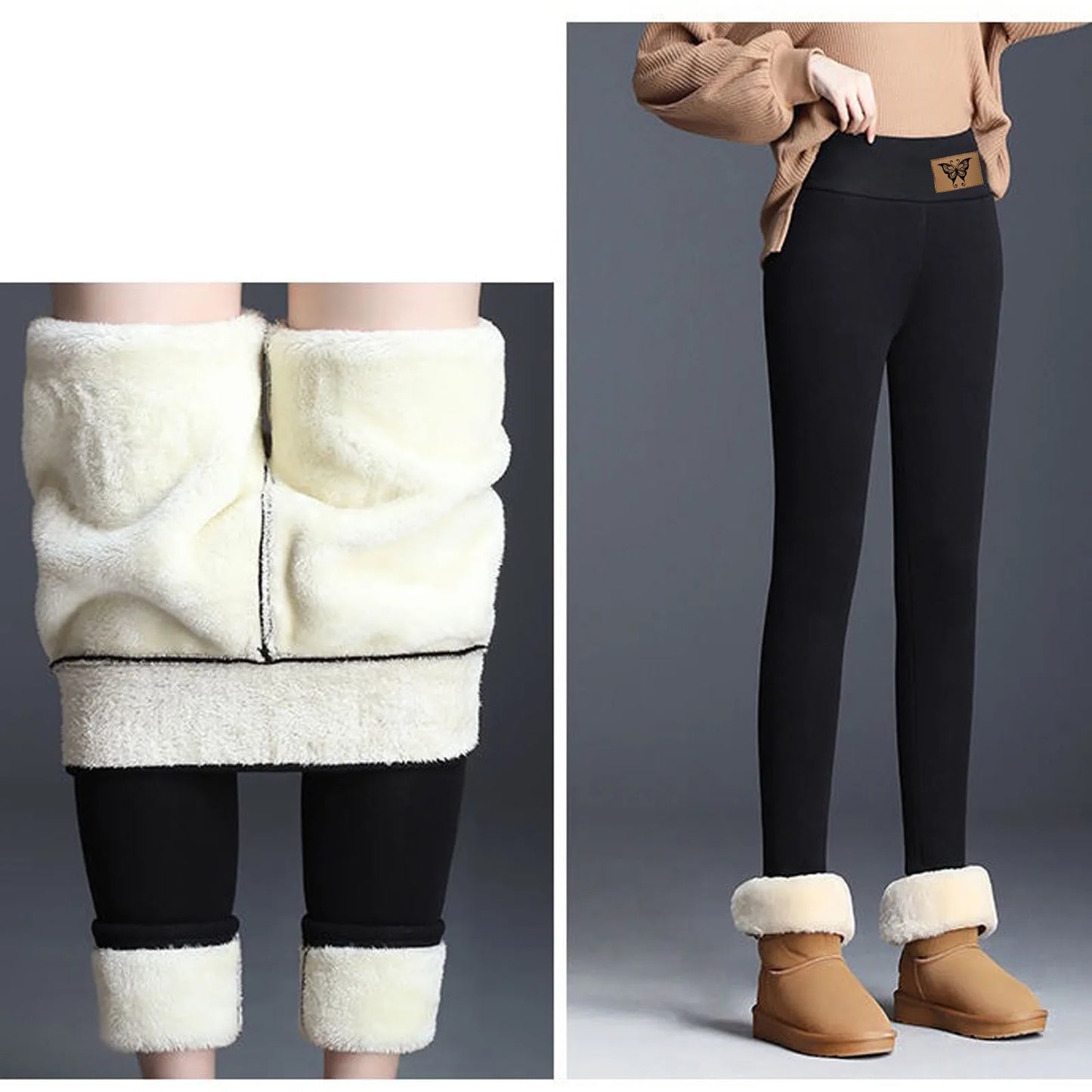 Women Winter Plus Velvet Stretch Leggings High Waist Elastic Thicken Warm Leggings Women Casual Thick Winter Leggings Trousers