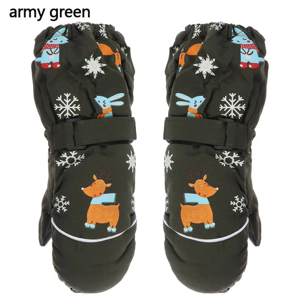 Children Winter Rabbit Gloves Baby Girls Waterproof Windproof Snow Gloves Kids Boy Thick Warm Ski Mitten For 2-6 Years Old