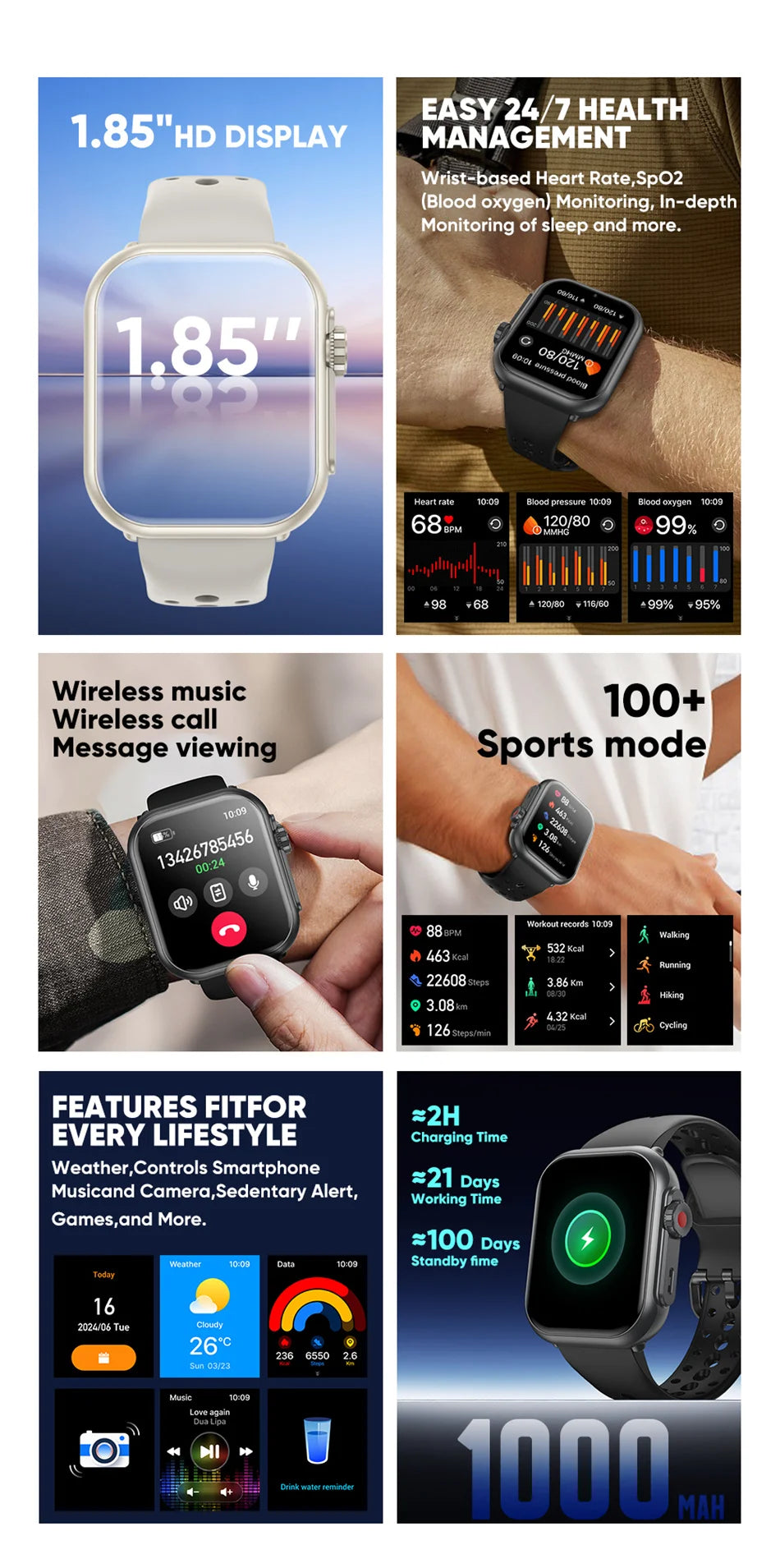2025 New Smart Watch Women Bluetooth Call Watch Fitness Tracker Waterproof Sport Smart Clock Fashion Ladies Men Smartwatch Woman