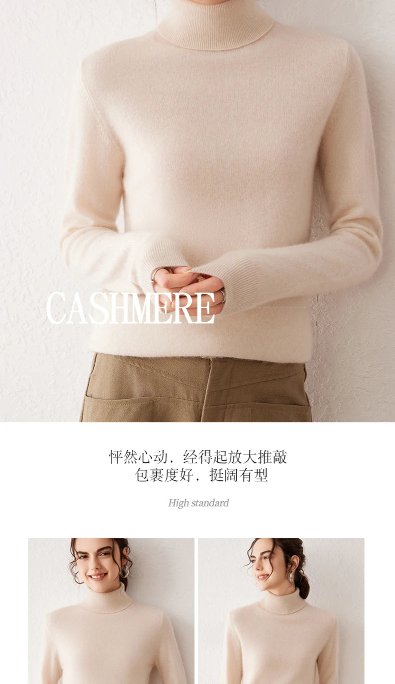 Ladies Sweater Cashmere Sweater Women Wool Turtleneck Knitwears 100% Cashmere Tops Long Sleeve Pullovers Jumpers Female Clothing