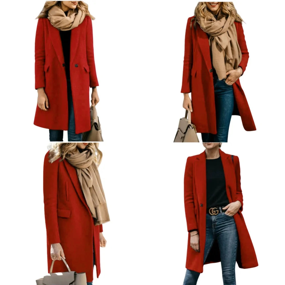 Women's Jackets Wool Blends Autumn Winter Trench Coat Flip Collar Warm Lining Coat Long Jacket Streetwear Women's Clothing M-3XL