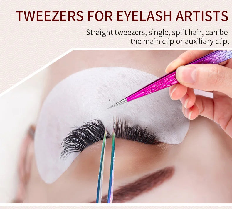 Straight False Eyelash Tweezers Stainless Steel High Precision Anti-static Eyelash Extension Tweezer Makeup Tool