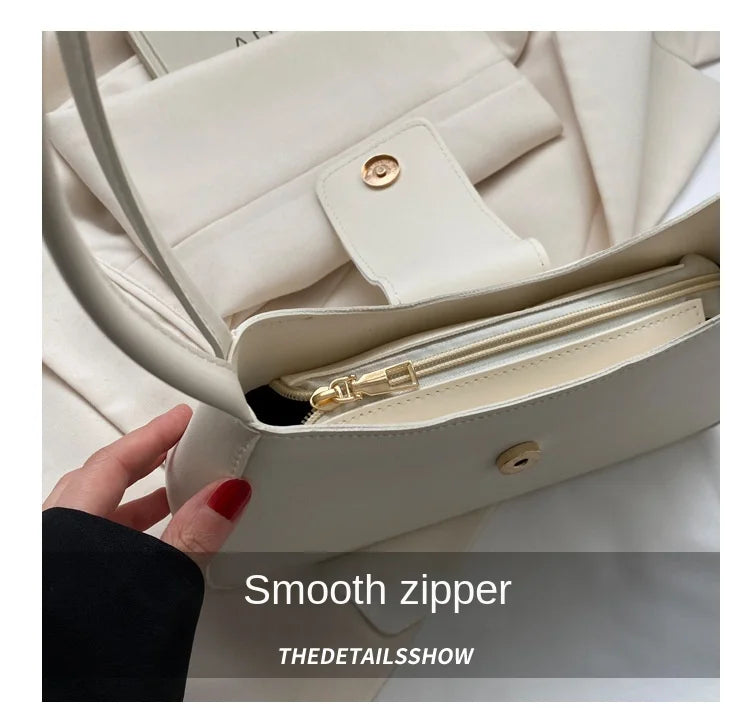 Minimalist Shoulder Bag for Women Simple Solid Color Underarm Bag Women's Buckle Handbag and Purse Fashion Small Top-handle Bags