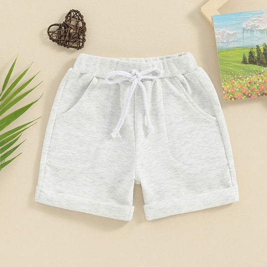 Pantalones cortos de verano para bebés y niños, pantalones cortos de Color sólido con cintura elástica para recién nacidos, pantalones cortos con cordón