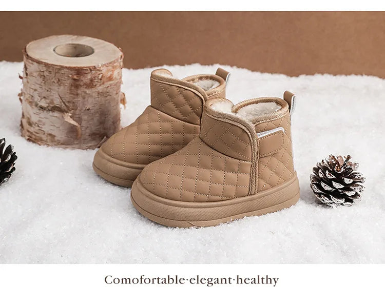 Winter Plush Boots For Children Soft Warm Velvet Snow Boots For Kids Anti-slippery Waterproof Boy's Girl's Winter Boots