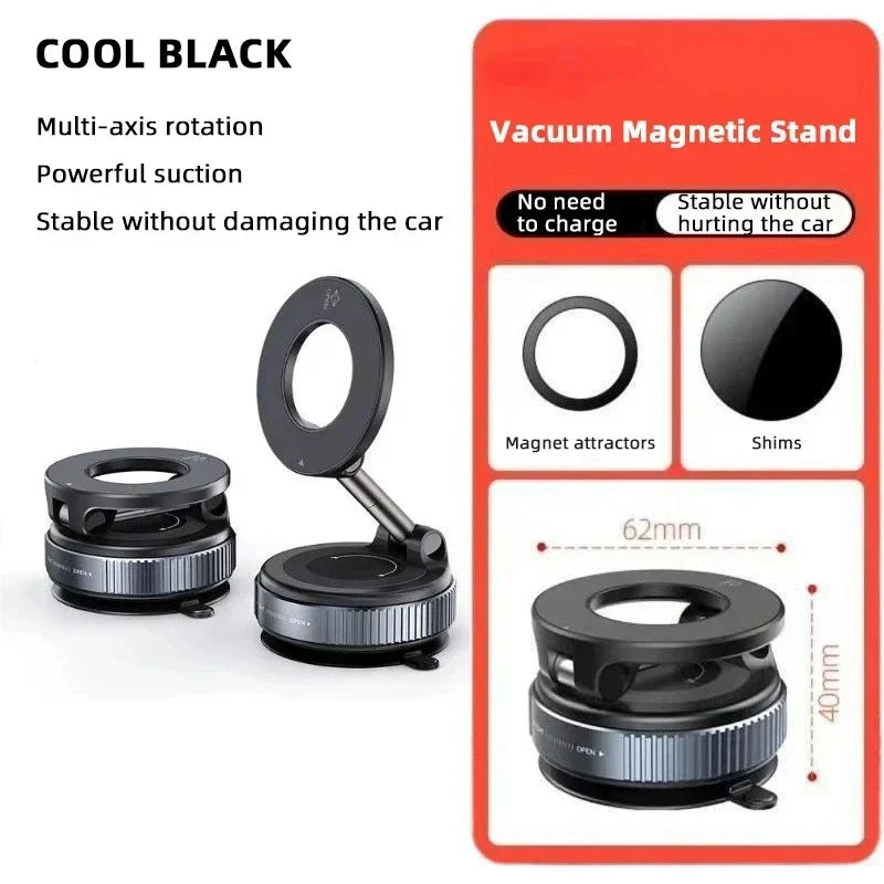 Rotating Folding Magnetic Phone Holder Vacuum Suction Mag Stand for Car Navigation Gym Kitchen - Universal GPS Streaming Bracket