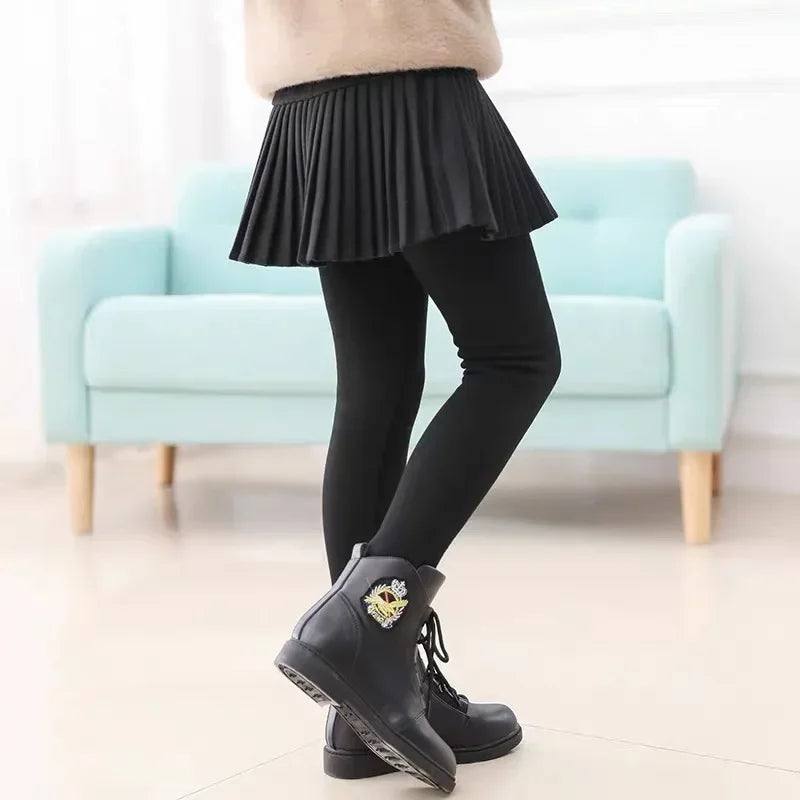 Girls Leggings Kids Autumn Winter Pants Tight for Girls False Two Pieces Culotte Children Skirt-pants Trousers 10 12 13 Years
