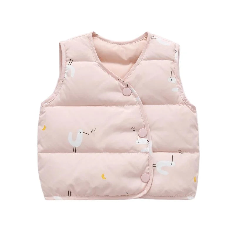 Baby Down Vests for Girls Boys Cartoon Print Autumn Winter Clothes Kids Cardigan Coats Warm Infant Waistcoat Toddler Costume