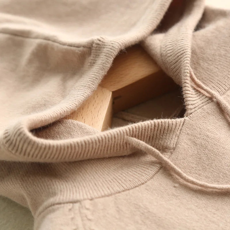 Autumn Winter Women Sweater 2025 New Solid Jumper Long Sleeve Hooded Pullovers Korean Fashion Loose Lady Casual Knitted Sweaters