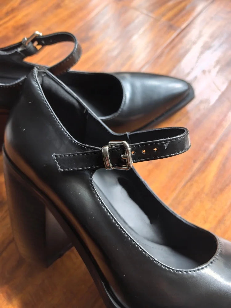 MKKHOU Fashion Pumps New High Quality Genuine Leather Pointed High Heels Mary Jane Shoes Women's Heels Leather Shoes Women Shoes