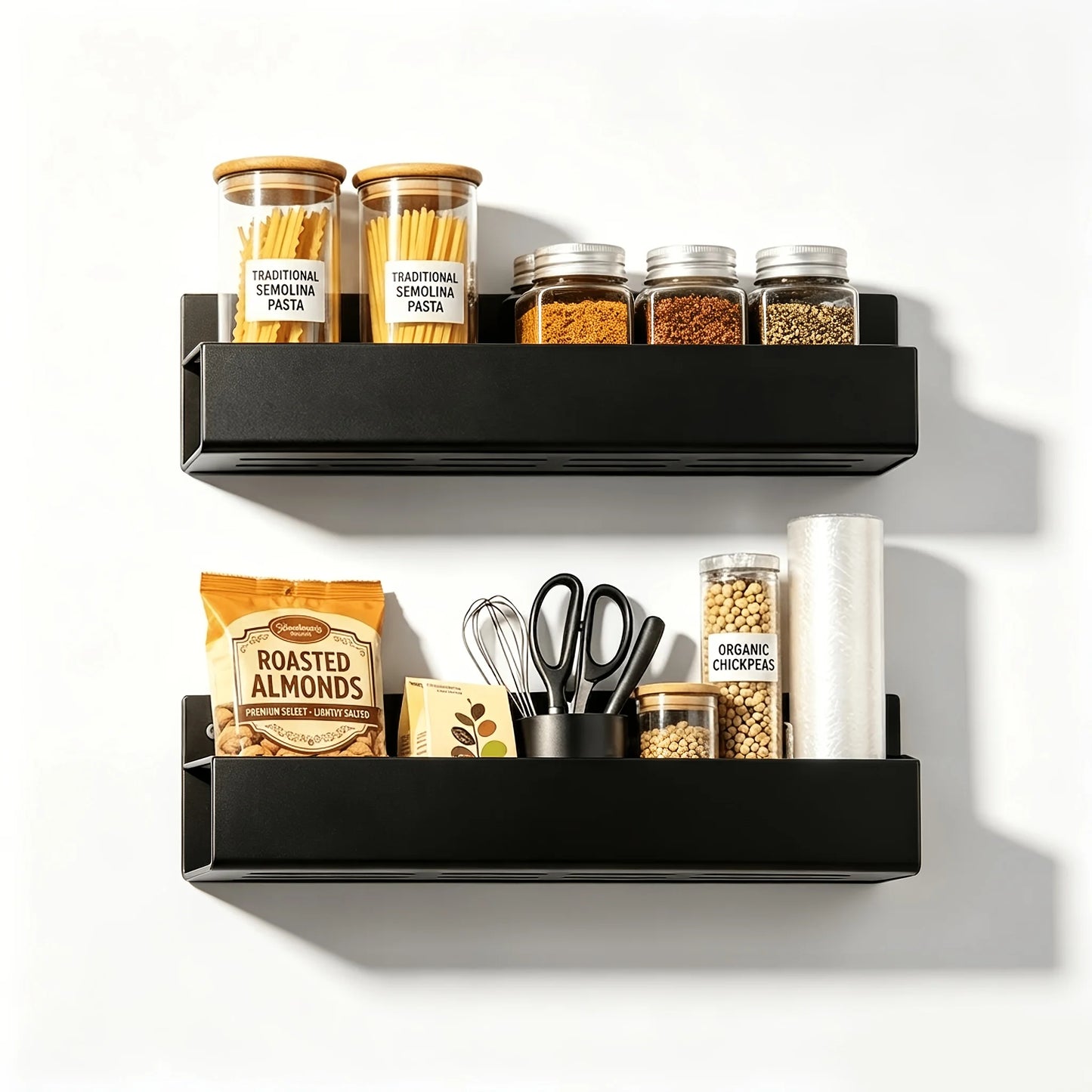 Magnetic Fridge Organizer Rack, Strong Magnet Kitchen Storage Shelf, No-Drill Washing Machine Side Spice Holder, Multi-functional Organizer Basket