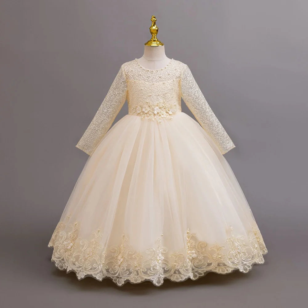 girls dress Long dresses for girls aged 4-12 Birthday dress Gorgeous and elegant beauty pageant dress Wedding flower girl dress