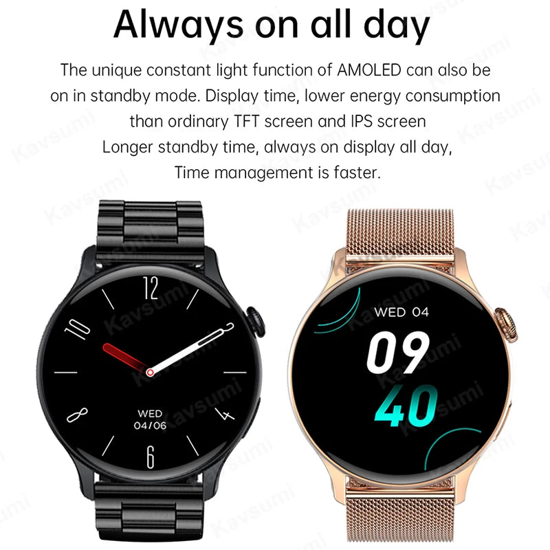 Smartwatch Women 466*466 AMOLED 1.43 Hd Color Screen Always Display Time Bluetooth Call Sports Smart Watch For Android ios phone