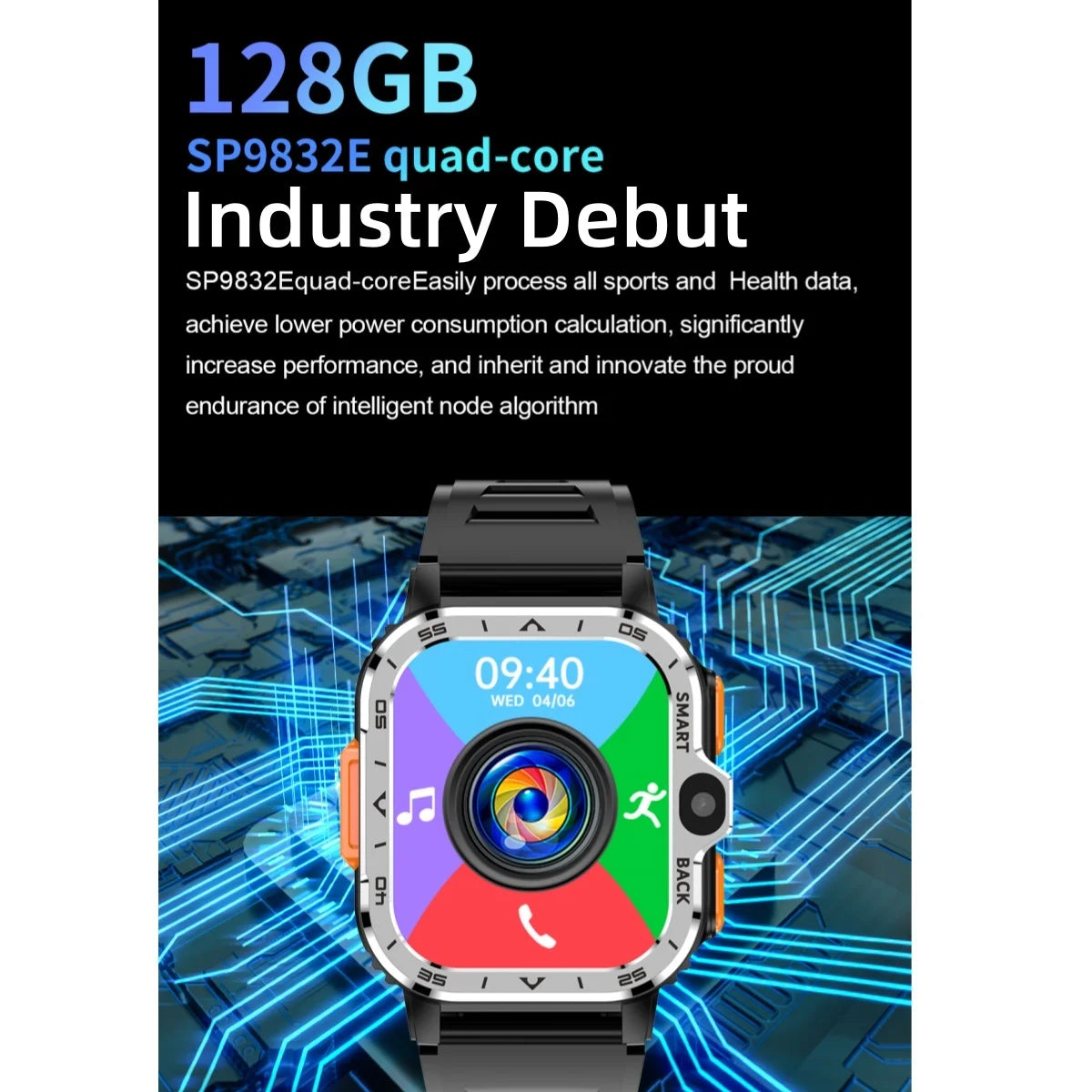 PGD Dual Camera Smart Watch 2.03'' for Men Business Heart Rate Monitor PGD Watch Pluggable SIM Card 4g with wifi GPS Waterpoof