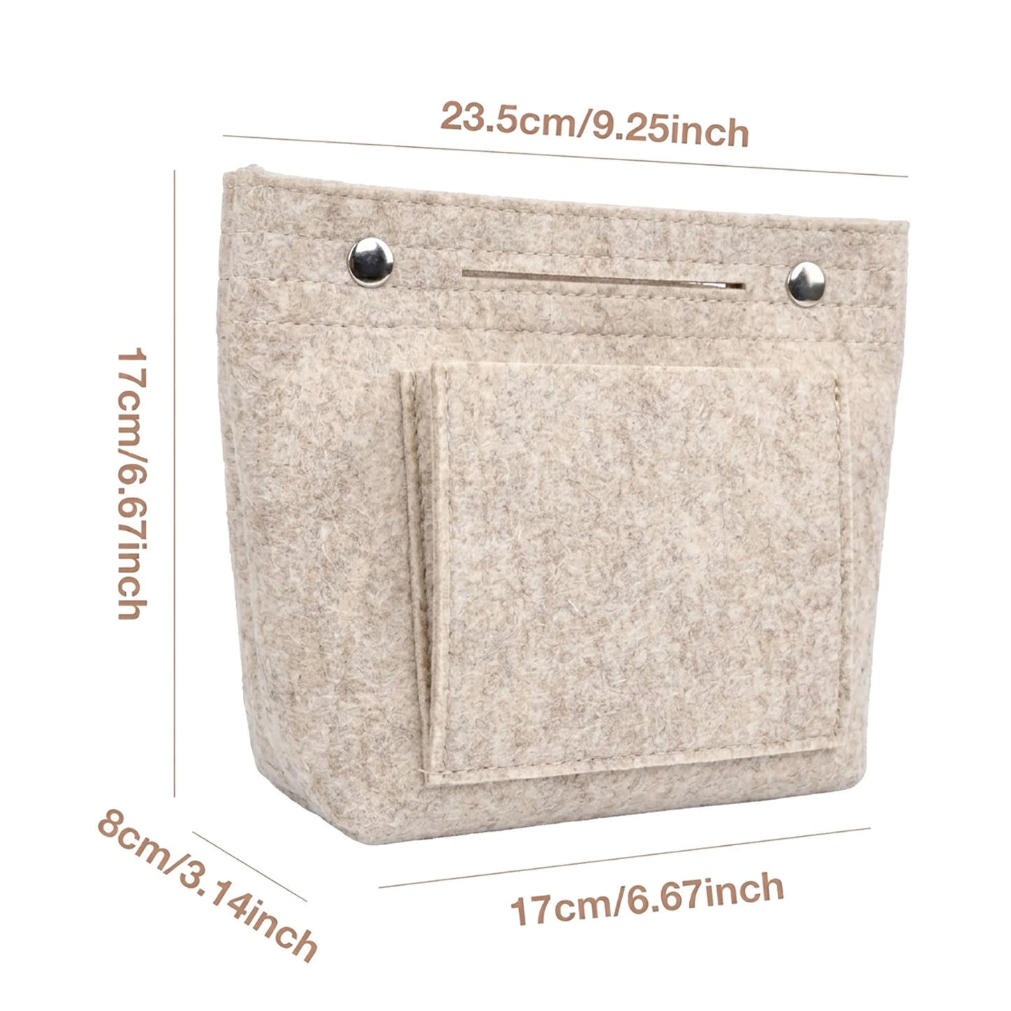Mini Slim Felt Purse Organizer Insert with Snap Closure, Makeup Bag In Bag Shaper with Multi-Pockets for Handbag & Tote