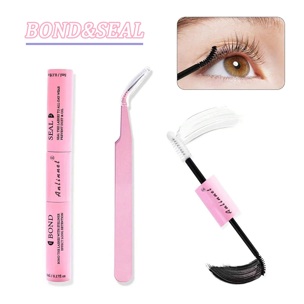 Eyelash Bundle Set DIY Eyelash 8-15mm Extended Makeup Personal Eyelash Adhesive+Sealing Layer Adhesive+Eyelash Tweezers