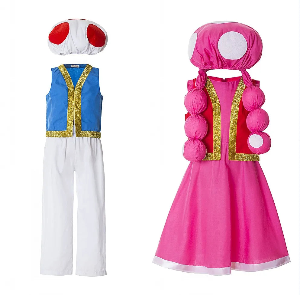 toad mushroom dress +hat cosplay, Mushroom,Super Mushroom, Mushroom, 1-Up Mushroom   Yoshi and Toad  costume, character