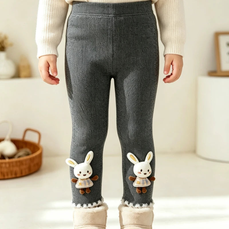 Girls' Fleece-lined Leggings for Autumn and Winter Thickened One-piece Fleece Pants for Kids Stylish Warm Pants for Baby
