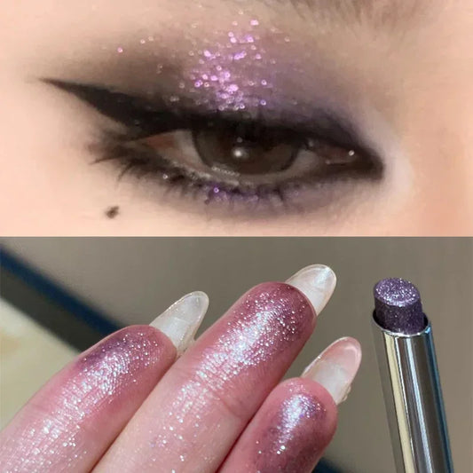 Shimmer Highlight Eyeshadow Pen Fine Pearly Glitter High-Gloss Eyeshadow Stick Makeup Smudge-Proof & Waterproof Eye Brightener