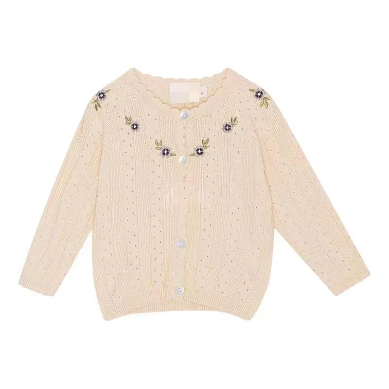 2024 FL Children's Clothing Baby Girls Knitted Sweaters Cardigan Floral Dresses Suits Kids Cotton Clothes Girls Strawberry Pants