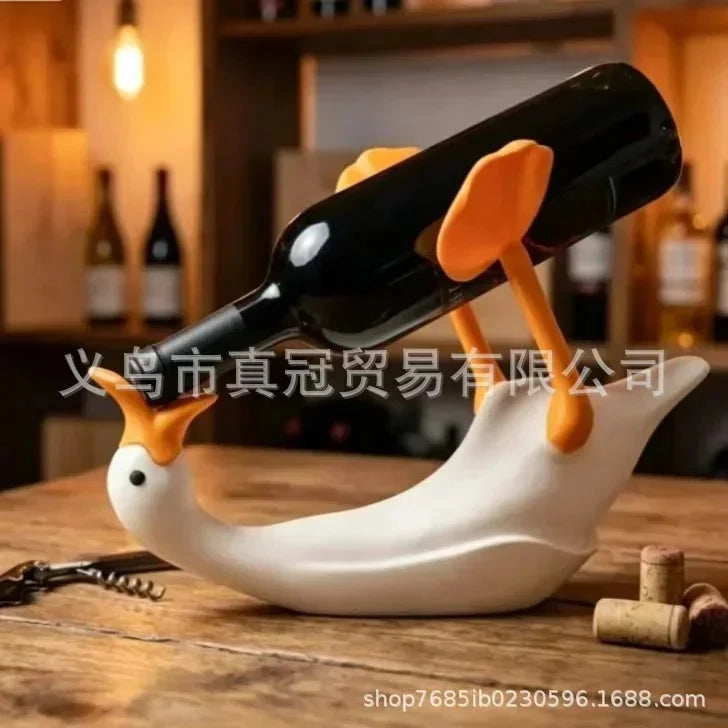 Portable Cute Goose Wine Bottle Holder Table Bar Kitchen Dining Room Bottle Rack Stand Decorative Tabletop Gift Kitchen Decor