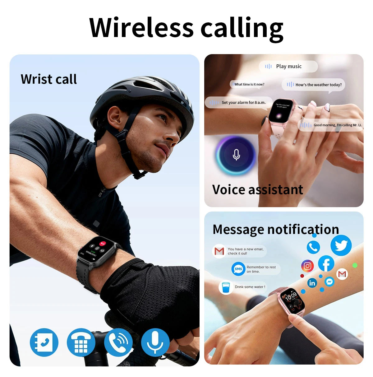 LIGE New Smart Watch Men Women 1400mAh Ultra Battery 2.01Inch HD Screen LED Flashlight IP68 Waterproof Bluetooth Call SmartWatch