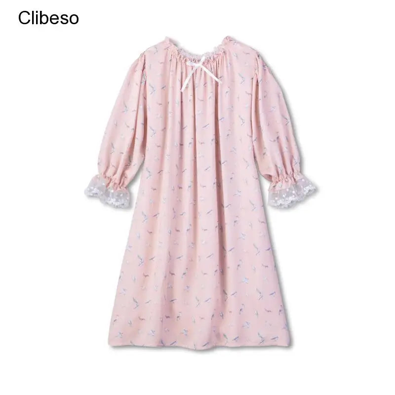 Pajamas Dress for Baby Girls Summer Children Floral Printed Soft Loose Night Dresses Princess Girl Nightgown Lady Sleepwear