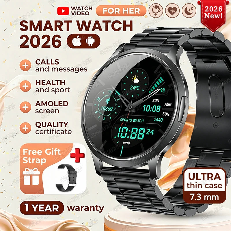 202 6New Smart Watch For Women 466*466 AMOLED Display Voice Call Sport Fitness Health Watches DIY Custom Dial Smartwatch Ladies