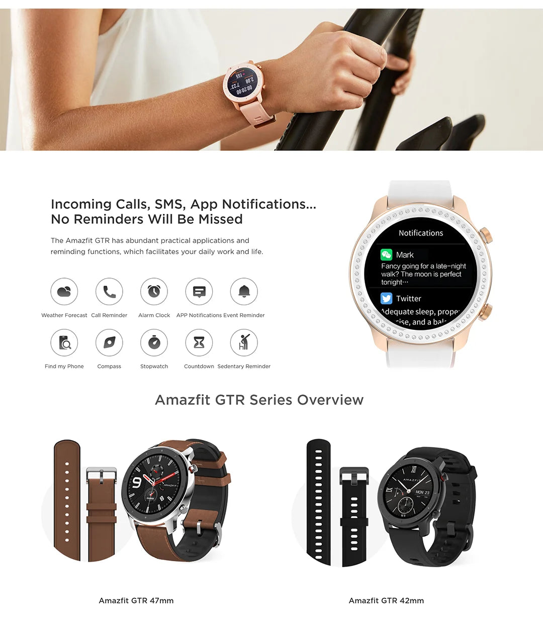 Amazfit Smartwatch GTR 47 5ATM Waterproof Smart Watch Music Control For Android IOS Phone 95 New Used Item No Box