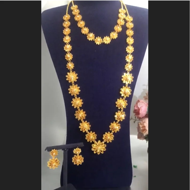 ACCKINGTrendy Fashion3PCS Luxury flower Indian Jewelry Sets For Women Wedding Party Indian Dubai Bridal jewelry Set