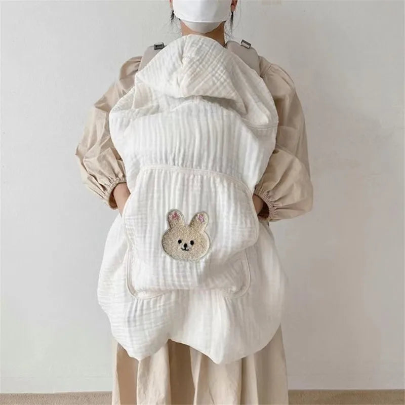 Baby Carrier Cover Muslin Hooded Mosquito Protection Blanket for Hip Seat Stroller Lightweight Breathable Infant Cape 80*100cm