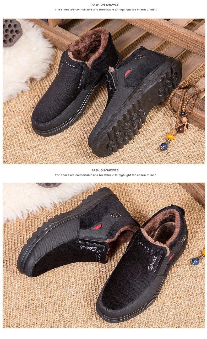 Warm Winter Boots Men Shoes  New Keep  Slip on Comfortable Plush Fur Ankle Botas Men Boots Outdoor Sneakers Zapatos De Hombre