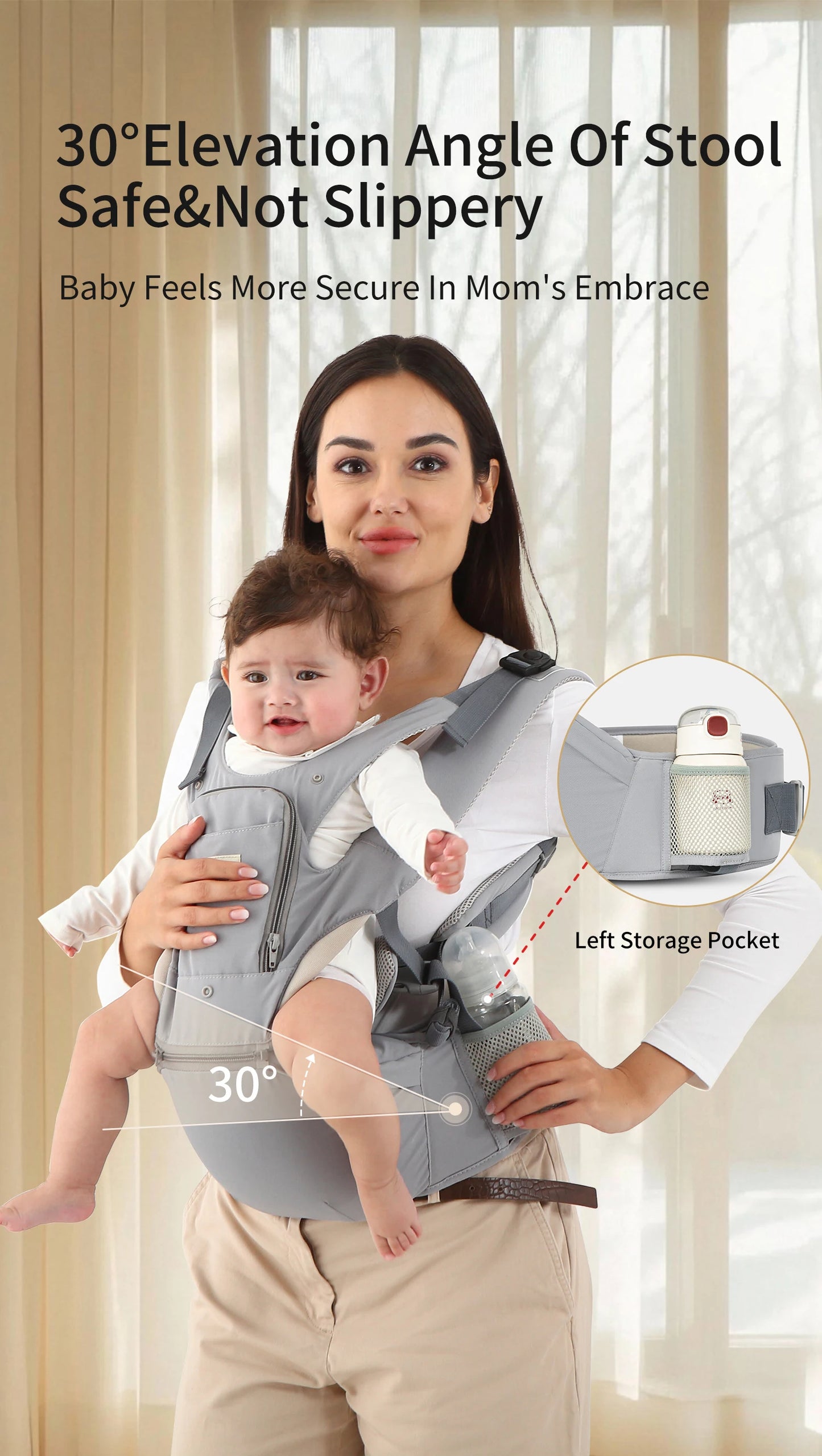 INSULAR Baby Carrier Breathable Child Waist Stool With Hip Seat Waist Stool Front Hold Portable Multi-functional 0-2Y