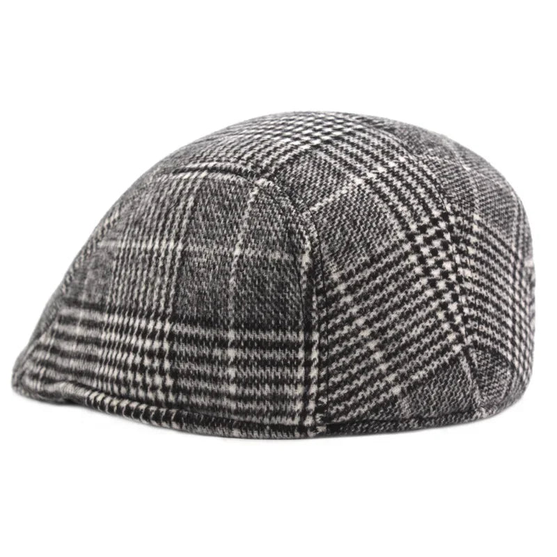 Men's Cotton Plaid Berets Caps for Men Women Middle-Aged Autumn Winter Hats Boina Herringbone Newsboy Baker Tweed Boy Hat