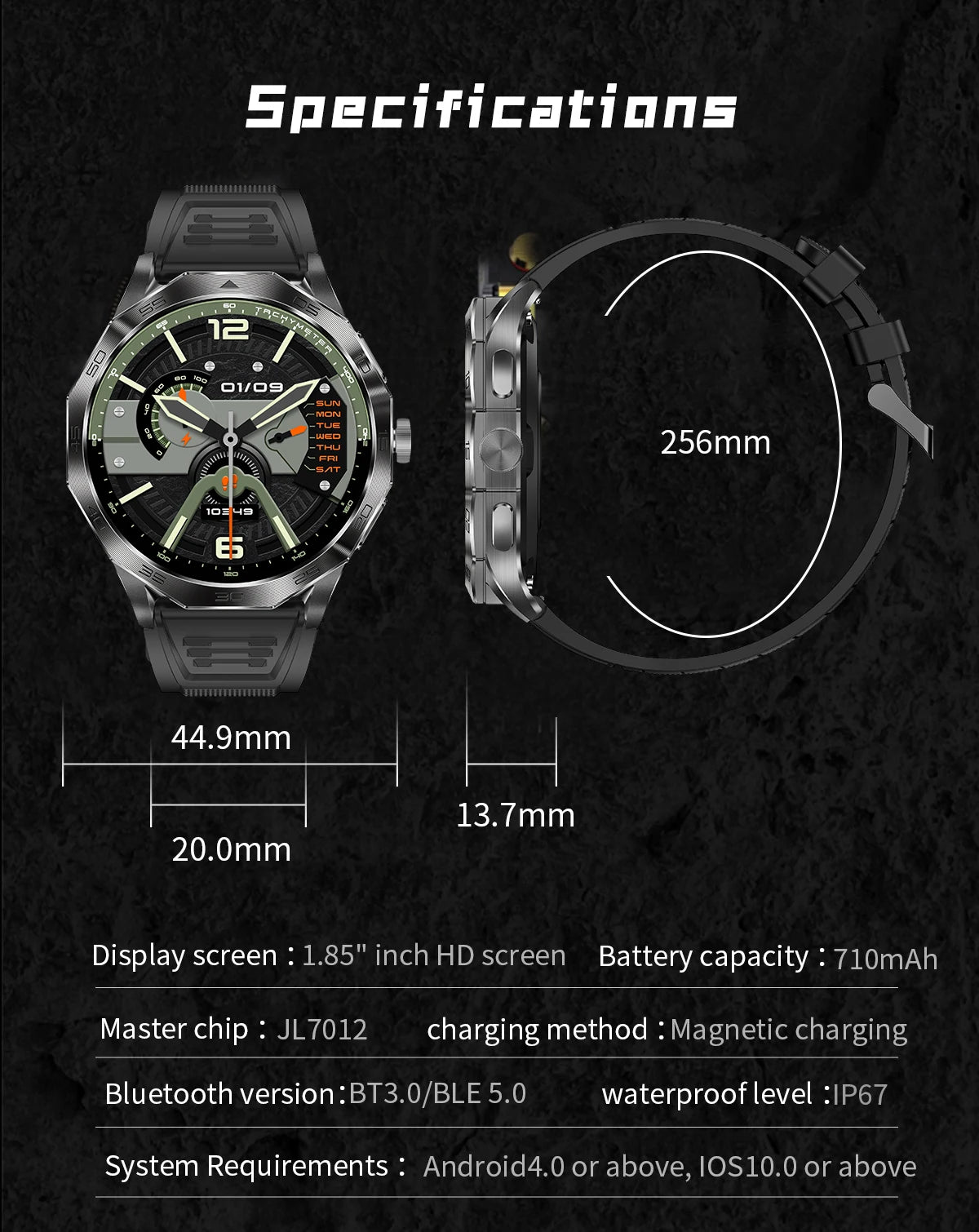 2024 New Outdoor Men IP68 waterproof Compass Smart Watch 710Mah Battery Health Track Bluetooth Call Smartwatch For Huawei Xiaomi