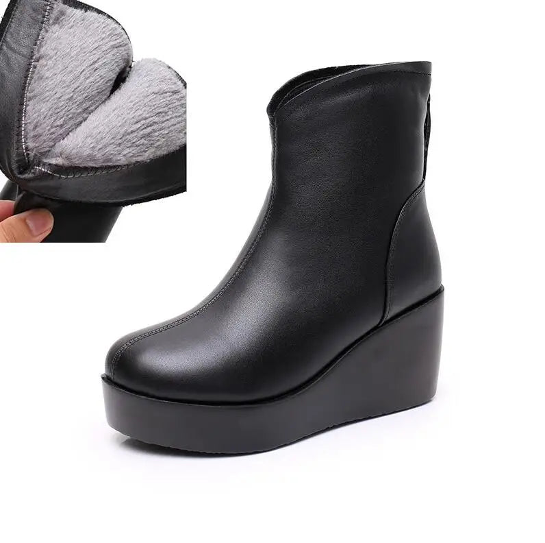 GKTINOO 2026 New Autumn Winter Women Shoes Woman Genuine Leather Wedges Snow Boots Height Increasing Short Women Boots Platform