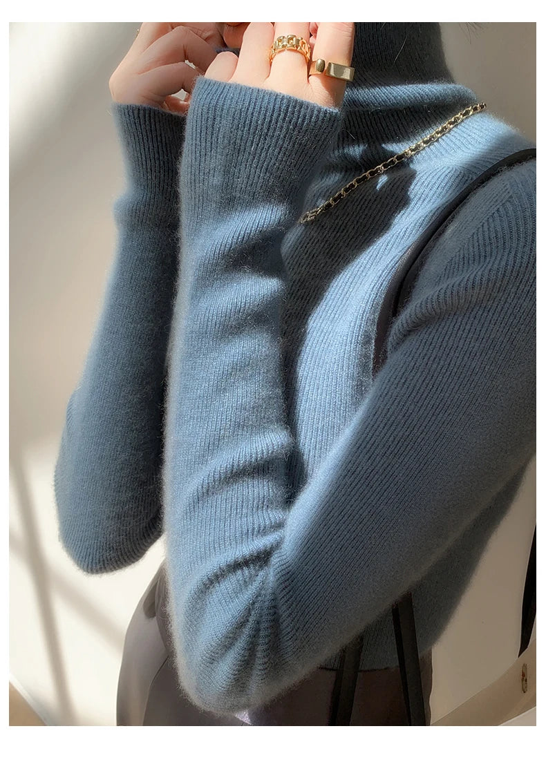 100% pure cashmere sweater women  sweater slim fit sweater versatile for autumn and winter knitted high neck cashmere